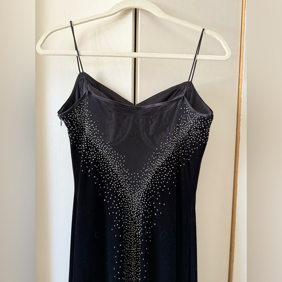 Vintage Dave & Johnny Laura Ryner Black Velvet Maxi Dress w Embellishments Y2K - Picture 4 of 8